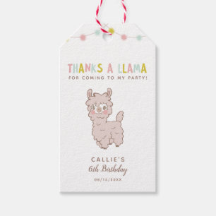 Niedliches Llama Thema Geburtstagsparty Pastell Geschenkanhänger