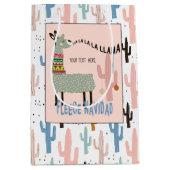 Niedliches Llama und Pastel Saguaro Cactus Pattern Mittlere Geschenktüte (Vorderseite)