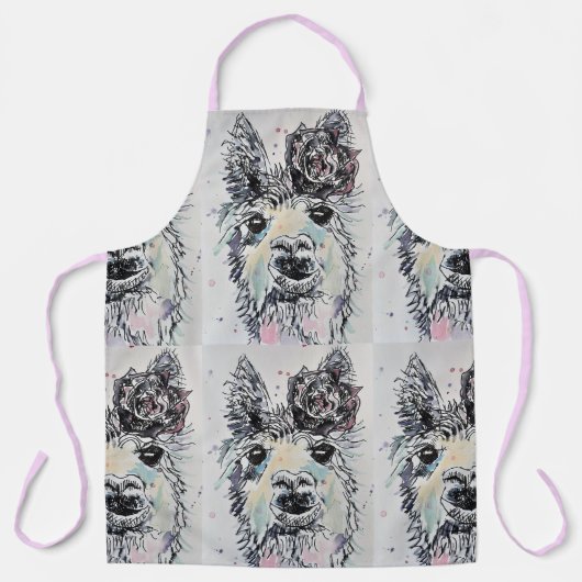 Niedliches Llama Wasserfarbenmalerei Animal Ladys Schürze (Vorderseite)
