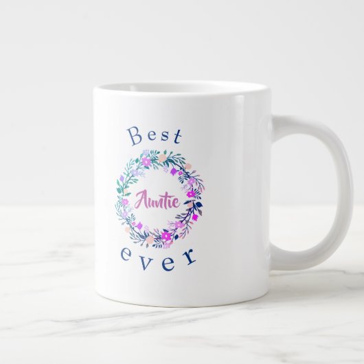 Niedliches Logo Best Auntie Ever Word Art Jumbo-Tasse (Rechts)
