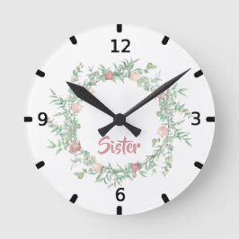 Niedliches Logo Beste Schwester je Farbe Blüte Runde Wanduhr