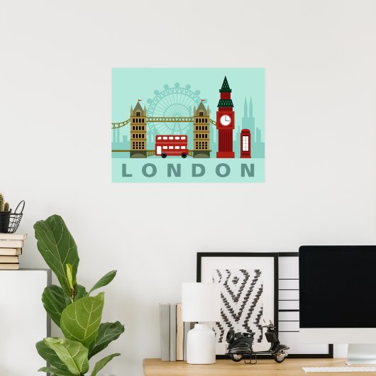 Niedliches Londoner Illustrations-Plakat Poster (Heimbüro)