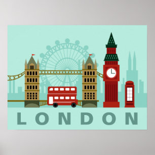 Niedliches Londoner Illustrationsplakat Poster