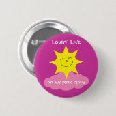 Niedliches Lovin Leben auf meiner rosa Button (Vorne & Hinten)
