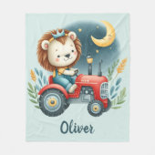 Niedliches Löwengürtel auf Red Traktor bei Nacht Fleecedecke (Vorderseite)