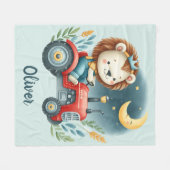 Niedliches Löwengürtel auf Red Traktor bei Nacht Fleecedecke (Vorderseite (Horizontal))