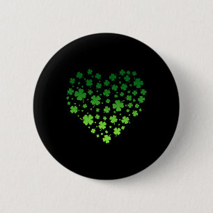Niedliches Lucky Heart Kleeblatt Happy St Patricks Button
