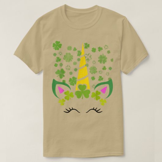 Niedliches Lucky Kleeblatt Einhorn Face St Patrick T-Shirt (Design vorne)