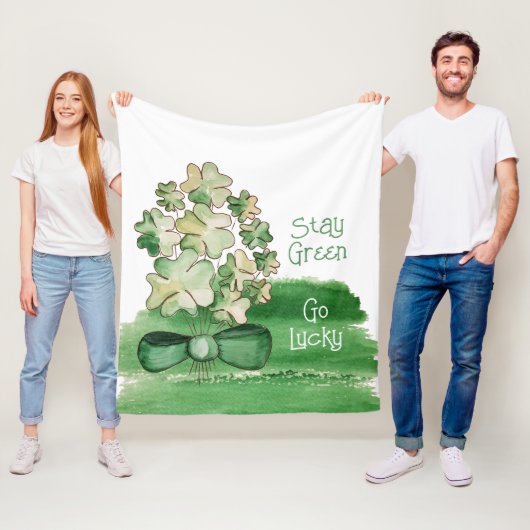 Niedliches Lucky Kleeblatt Klee Wasserfarbe Fleecedecke (Beispiel)