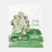 Niedliches Lucky Kleeblatt Klee Wasserfarbe Fleecedecke (Vorderseite)