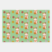 Niedliches Lucky Maneki-neko Gamer Dice-Muster Geschenkpapier Set (Vorderseite 3)