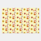 Niedliches Lucky Maneki-neko Gamer Dice-Muster Geschenkpapier Set (Vorderseite 2)