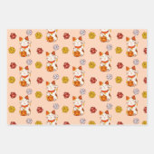 Niedliches Lucky Maneki-neko Gamer Dice-Muster Geschenkpapier Set (Vorderseite)