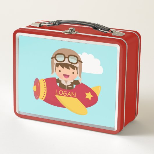 Niedliches Luftfahrzeug-Abenteuer für Kinder Metall Brotdose (Vorderseite)