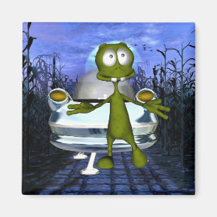 Niedliches lustiges alien in Cornfield 1 Magnet