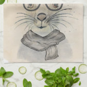 Niedliches lustiges Aquarellbunny mit Brille und S Geschirrtuch (Gefaltet)