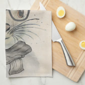 Niedliches lustiges Aquarellbunny mit Brille und S Geschirrtuch (Viertel Falte)