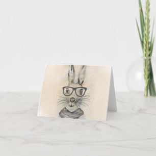 Niedliches lustiges Aquarellbunny mit Brille und S Karte