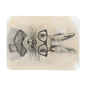 Niedliches lustiges Aquarellbunny mit Brille und S Magnet (Horizontal)