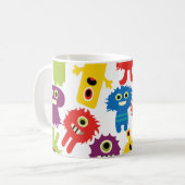 Niedliches lustiges buntes Monster-Muster Kaffeetasse (Vorderseite Links)