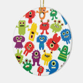 Niedliches lustiges buntes Monster-Muster Keramik Ornament (Links)