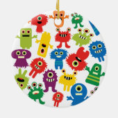 Niedliches lustiges buntes Monster-Muster Keramik Ornament (Hinten)