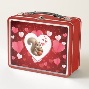 Niedliches lustiges Eichhörnchen Valentinstag Metall Brotdose