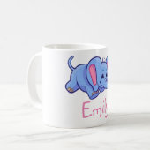 Niedliches lustiges Elefant-Blumen-Dschungel-Tier Kaffeetasse (Vorderseite Links)