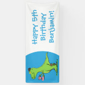 Niedliches, lustiges Grün zum Rex-Dinosaurier-Cart Banner (Vertikal)