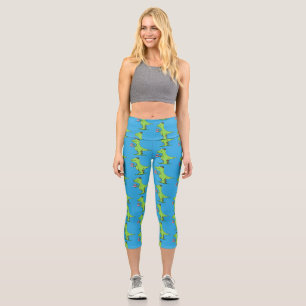 Niedliches, lustiges Grün zum Rex-Dinosaurier-Cart Capri Leggings