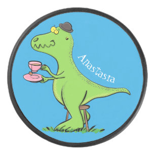 Niedliches, lustiges Grün zum Rex-Dinosaurier-Cart Eishockey Puck