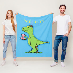Niedliches, lustiges Grün zum Rex-Dinosaurier-Cart Fleecedecke
