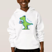 Niedliches, lustiges Grün zum Rex-Dinosaurier-Cart Hoodie (Vorderseite)