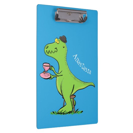 Niedliches, lustiges Grün zum Rex-Dinosaurier-Cart Klemmbrett (Rechts)