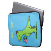 Niedliches, lustiges Grün zum Rex-Dinosaurier-Cart Laptopschutzhülle (Vorderseite Links)