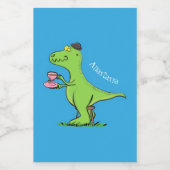 Niedliches, lustiges Grün zum Rex-Dinosaurier-Cart Lebensmitteletikett (Einzelnes Label)