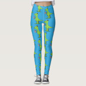 Niedliches, lustiges Grün zum Rex-Dinosaurier-Cart Leggings (Vorderseite)