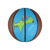 Niedliches, lustiges Grün zum Rex-Dinosaurier-Cart Mini Basketball (Vertikal)