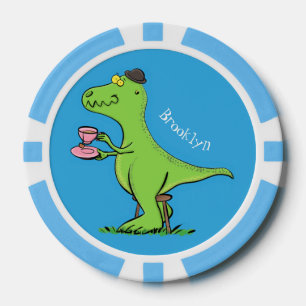 Niedliches, lustiges Grün zum Rex-Dinosaurier-Cart Pokerchips