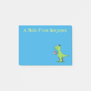 Niedliches, lustiges Grün zum Rex-Dinosaurier-Cart Post-it Klebezettel