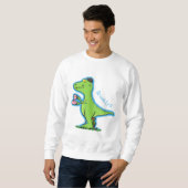 Niedliches, lustiges Grün zum Rex-Dinosaurier-Cart Sweatshirt (Vorne ganz)