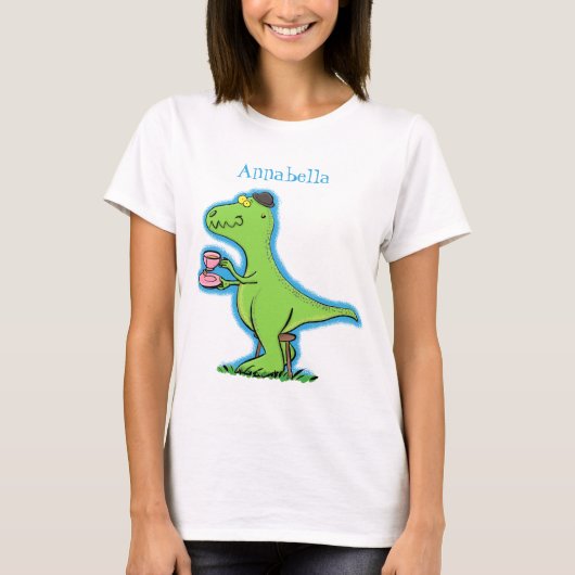 Niedliches, lustiges Grün zum Rex-Dinosaurier-Cart T-Shirt (Vorderseite)