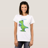 Niedliches, lustiges Grün zum Rex-Dinosaurier-Cart T-Shirt (Vorne ganz)