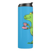Niedliches, lustiges Grün zum Rex-Dinosaurier-Cart Thermosbecher (Nach links gedreht)