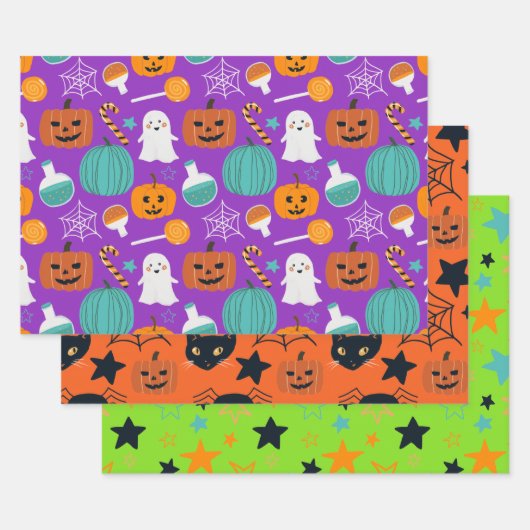 Niedliches lustiges Halloween-Muster für Kinder Geschenkpapier Set (Set)