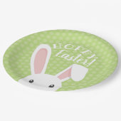Niedliches lustiges Hoppy Osterfest Bunny Green Sp Pappteller (Schrägansicht)