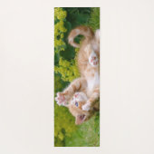 Niedliches, lustiges Katzenkätzchen, das in einem Yogamatte (Rückseite)