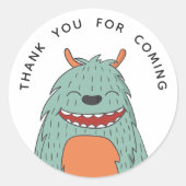 Niedliches lustiges Monster. Geburtstag danke Ihne Runder Aufkleber (Vorderseite)
