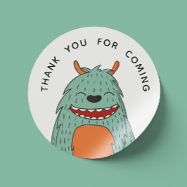 Niedliches lustiges Monster. Geburtstag danke Ihne Runder Aufkleber