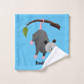 Niedliches lustiges Opossum aus Cartoon Badhandtuch Set (Waschlappen)